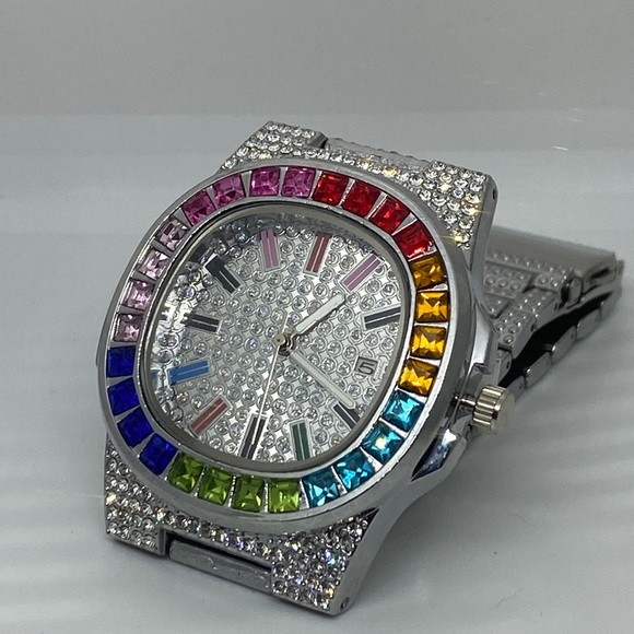 🥶Iced out Watch🧊 Rainbow🌈 - Picture 1 of 3